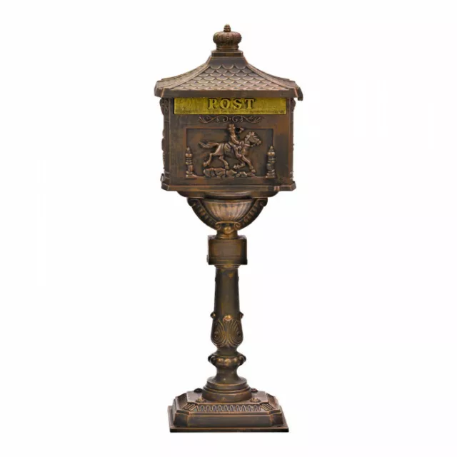 Boîte aux lettres pilier d'aspect antique et de couleur bronze D41557