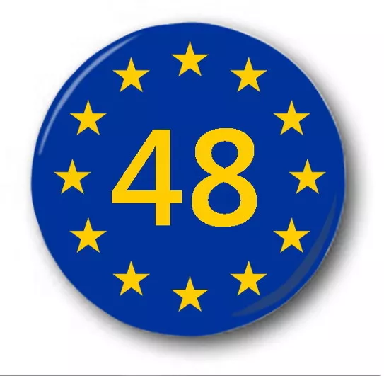 EU 48 FLAG - 25mm 1" Button Badge - Novelty 48% EU BREXIT Vote Leave Europe