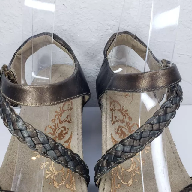 AETREX JILLIAN BRAIDED Strap Bronze Leather Sandals Women's Size 6 US ...