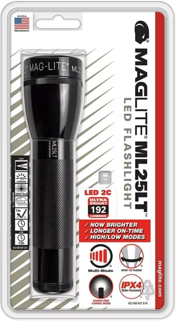 Maglite ML25LT LED 2-Cell C Flashlight, Black - ML25LT-S2016