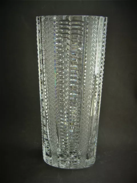 wunderschöne konische Kristall Vase "Art Deco Bauhaus" Böhmen, Tschechoslowakei
