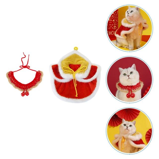 Ropa para gatos mascotas Año Nuevo Gato Capa para gatos Mascota Gato Traje para mascotas Ropa