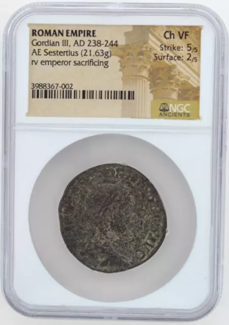 AD 238-244 Roman Empire Gordian III BI AE Sestertius Coin NGC Ancients MS