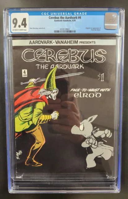 Cerebus #4  CGC 9.4 Aardvark Vanaheim 1978 Origin 1st App. Elrod Scarce