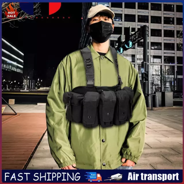800D Oxford Airsoft Vest Gear Pack Adjustable Harness Airsoft Bag (Black) FR