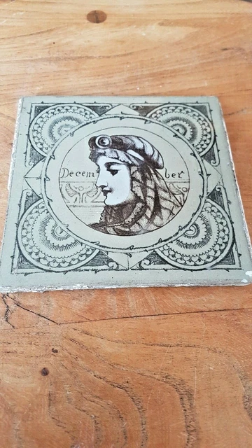 Antique Tile;  Grey  & White Victorian Aesthetic Movement  December Tile