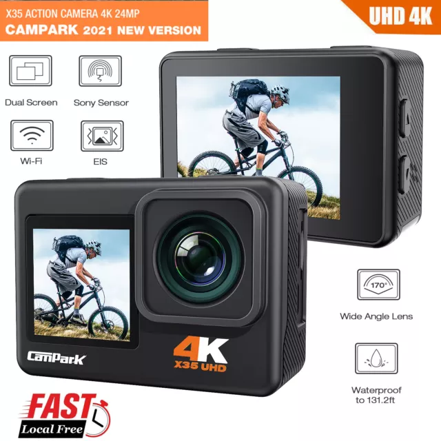 4K Sports WIFI Action Camera 24MP Dual Screen as GoPro EIS Underwater Camera AU