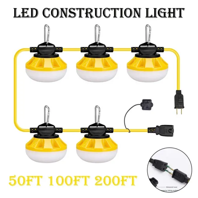50/100FT Super Bright LED Construction String Lights Industrial Grade Work Light