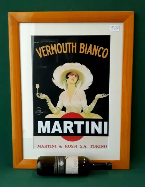 Quadro Legno Vetro Pubblicitario Dudovich Martini Vermouth Bianco Stampa. Yy22