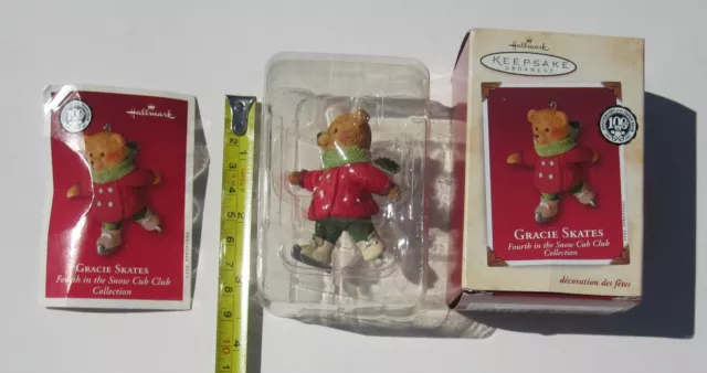 Hallmark Keepsake Gracie Skates Christmas Ornament Teddy Bear Snow Cub in Box