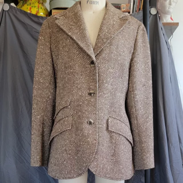 Vintage 1970s Pendleton Wool Tweed Brown Blazer Jacket  Women's Size 10