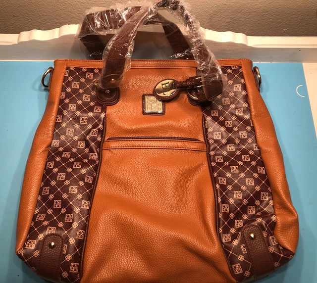 Danbury Mint Jose Hess Carmel/Chocolate faux leather shoulder/Handbag New