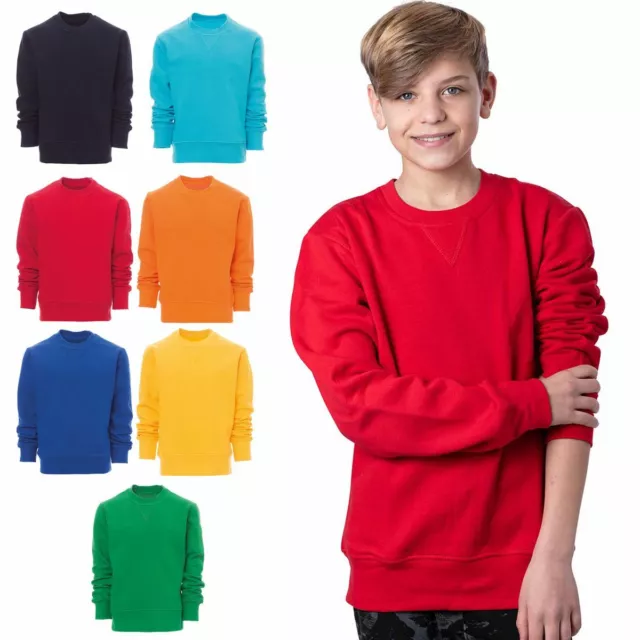 Kinder Jungen Mädchen Sweatshirt Rundhals Pullover Langarmshirt Pulli Baumwolle