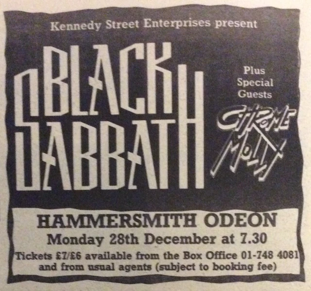 BLACK SABBATH Vintage Gig Advert Hammersmith Odeon 28/12/1987 EUR 2,77 PicClick FR