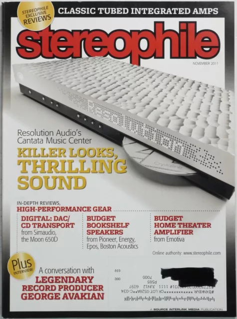 Stereophile Magazine November 2011 Resolution Audio Cantata Music Center Emotiva