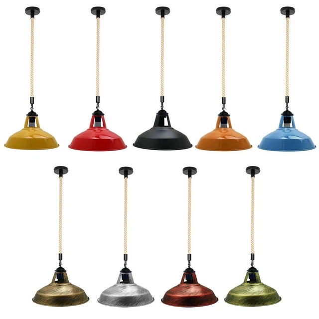 Hängeleuchte Aus Hanfseil 100 Cm – Retro Industrie-Lampe Mit E27 Fassung Für Landhaus- Oder Bar-Deko