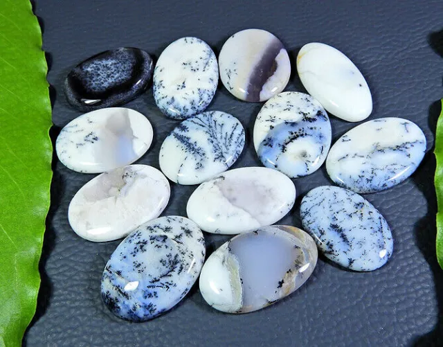 CABOCHON ovale opale dendrite naturelle, pierres précieuses en vrac, LOT de...