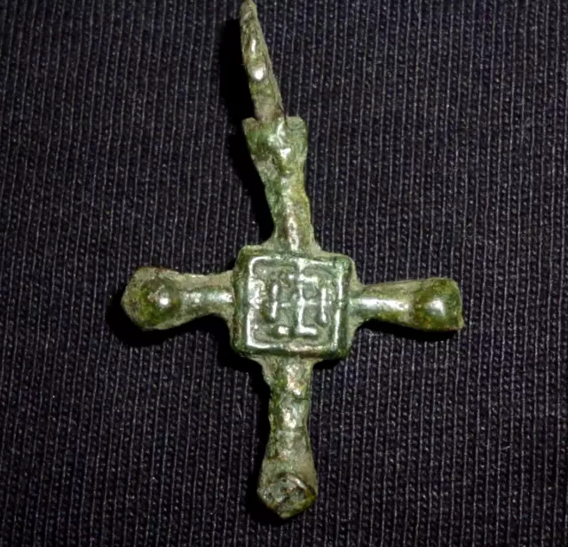 Medieval Viking CROSS - Bronze Amulet / Pendant - 8-10th Century AD    -1877