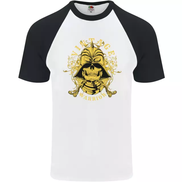 Vintage Warrior Samurai Bushido MMA Skull Mens S/S Baseball T-Shirt