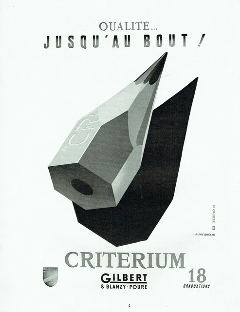 publicité Advertising 0921 1951 Criterium Gilbert crayon 18 graduatio  Jacquelin