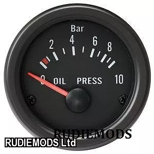 52mm Black Waterproof Oil Pressure BAR gauge ideal Kit Car or Marine