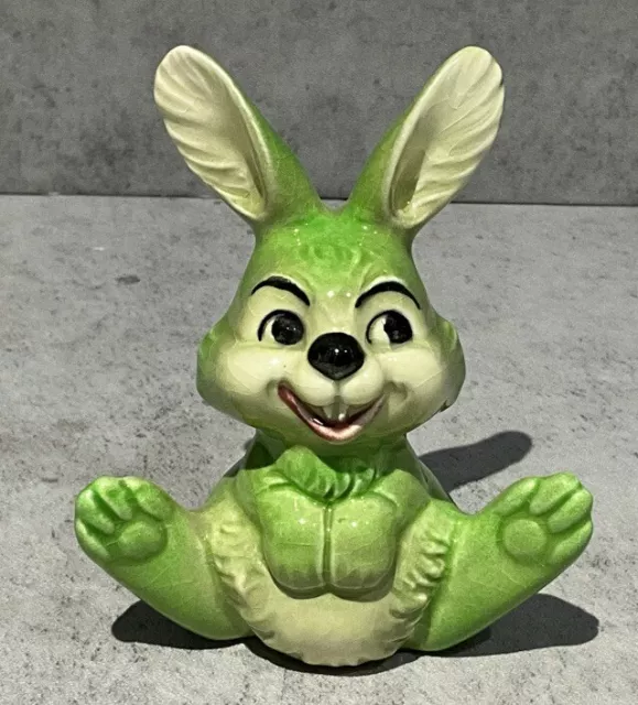 Vintage Goebel W Germany Green Bunny Rabbit 3” Figurine Anthropomorphic