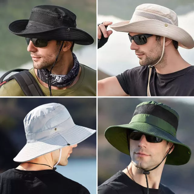 Men Women Sun Shade Wide Brim Bucket Cargo Floppy Hat Summer Hunting Fishing  Cap