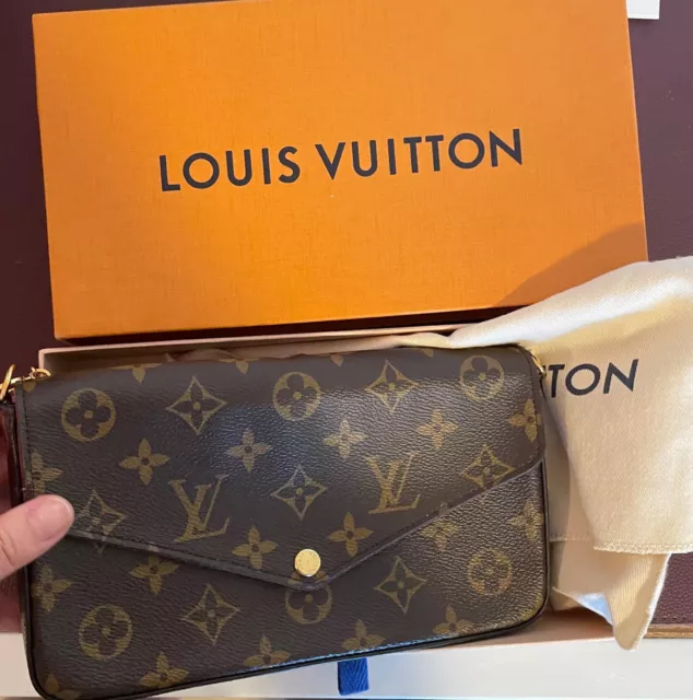 Louis Vuitton N63106 Pochette Félicie 鏈條單肩包手拿包白格帆布尺寸