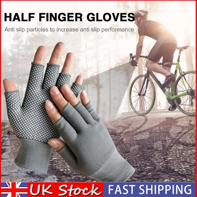 Fingerless Outdoor Bicycle Anti-skid Half Finger Fishing Gloves (Grey) UK