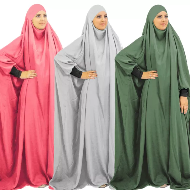 Muslim Women One Piece Khimar Overhead Hijab Burqa Abaya Prayer Dress Islamic