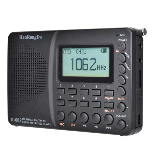 Kompaktes Bluetooth Digitalradio AM FM SW REC Recorder 3,5 mm AUX für Senioren