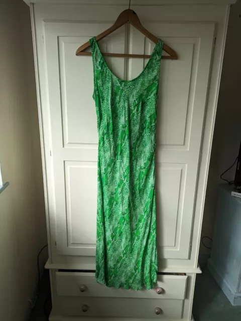 Whistles Dress Womens UK 4 Green Snakeskin Sleeveless Strappy Midi