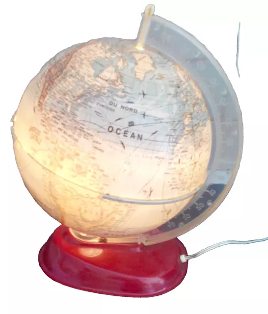 Globe Terrestre - Mappemonde Ancienne  Verre Lumière  Design Taride Vintage 1950