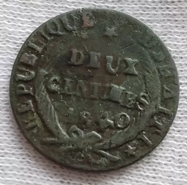 Haiti 1840 2 Centimes Antique Copper World Coin