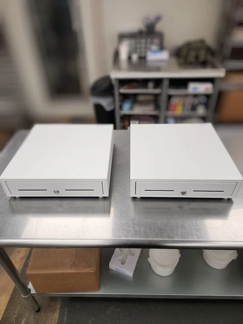 Brand New White 5 Bill Cash Drawer - 16x16 Printer Driven 5 Bill/8 Coin