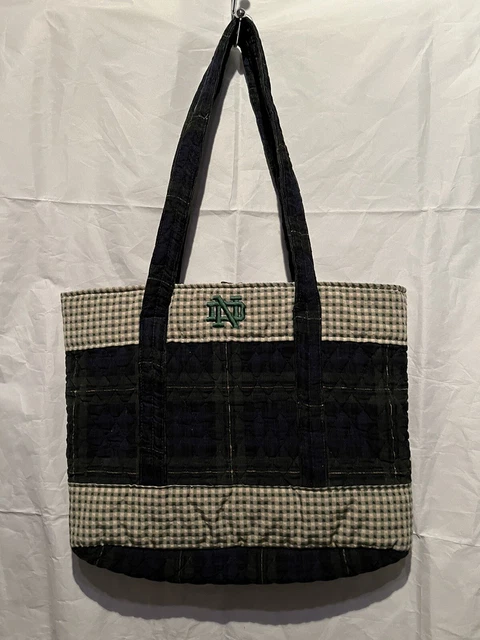 Collegiate Collection ND University Plaid Notre Dame Quilted Tote Purse Bag EUC