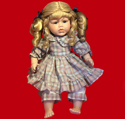 Emerald Doll Collection Porcelain Doll Crying Blonde Hair Blue Eyed