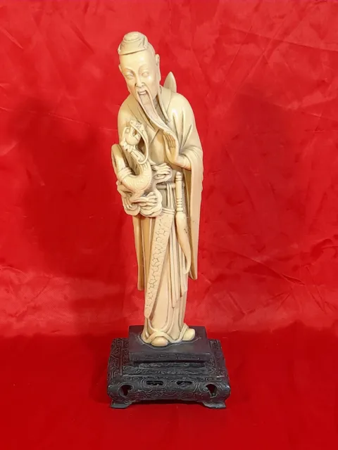 Statua Scultura Cinese in avoriolina vintage metà '900  - altezza cm.27,5