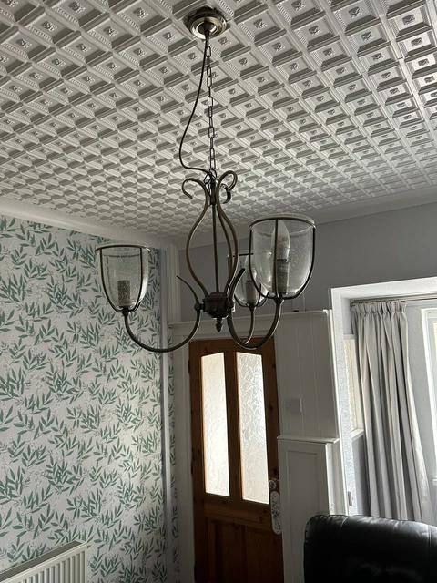 Lovely Vintage Metal Three Arm Ceiling Pendant Light Fitting