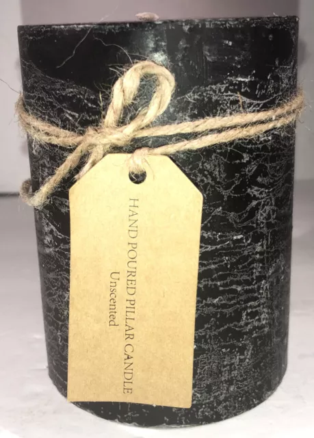 3”x 4”Large Hand Poured Unscented Black Round Pillar Wax Candle ByPapier & Chaid