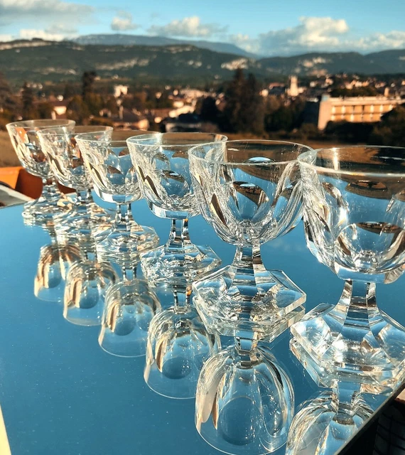 6 Anciens Verres Vin Cristal Baccarat Malmaison / St Louis Chambord ? 10 cm