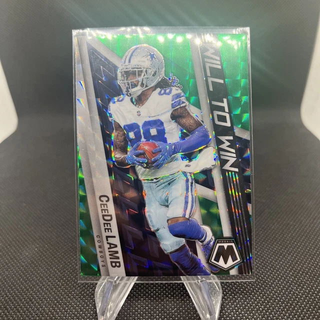 CeeDee Lamb 2022 Panini Mosaic Will To Win Green Prizm WW-18 Dallas Cowboys