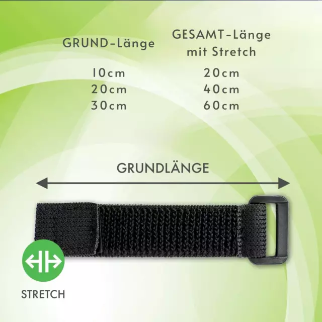 Dehnbare Klettkabelbinder mit Schnalle sw 5 Stück Stretch Klettband 20mm Frogjim 2