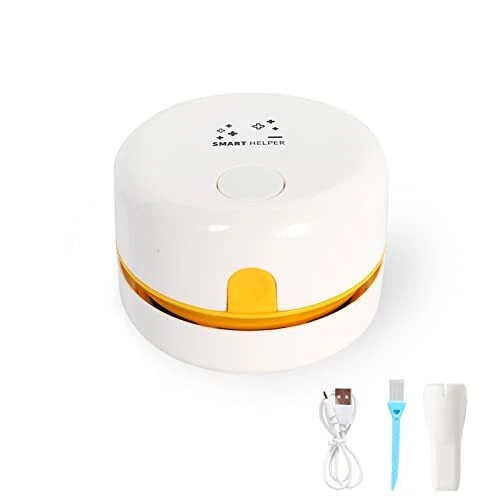 (White) Desktop Vacuum Cleaner Table Dust Sweeper Crumb Vacuum, 3.2" D x 2.4" H