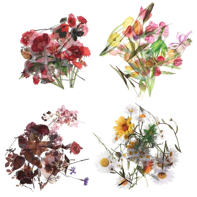 4 confezioni adesivi per piante decorative adesivi per album floreali adesivi per piante