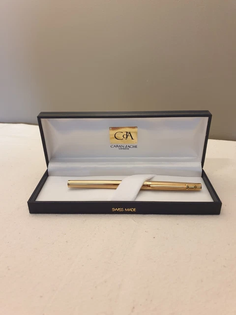 Stylo Plume Caran D'Ache Laque Brune Lignée - Plume En Or Massif 18 Carats - Occasion Prestige