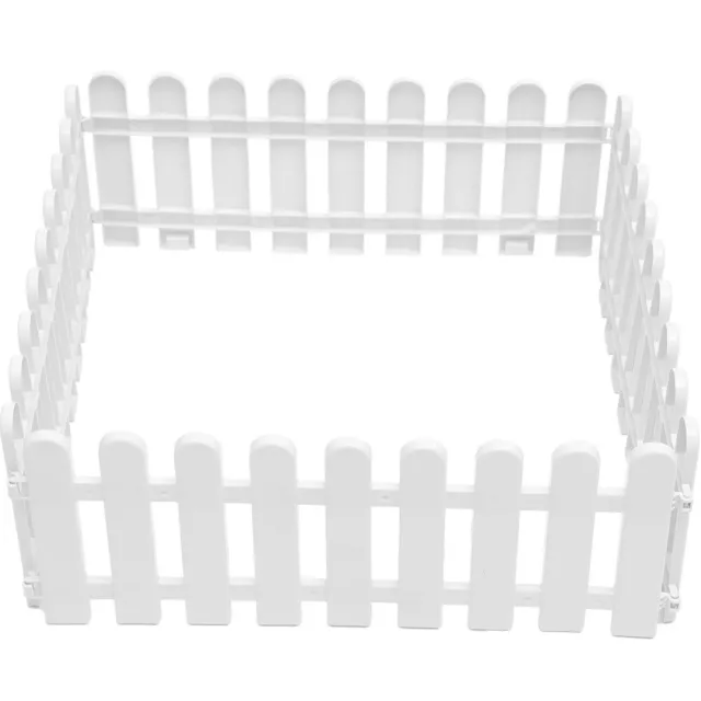 4pcs Plastic White Picket Fence for Garden Yard Lawn Pathway