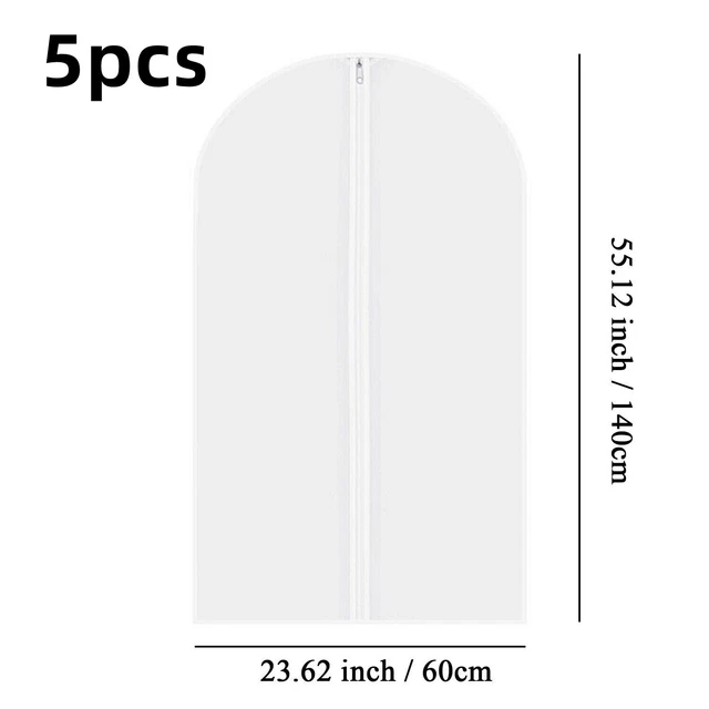 5 Pcs Garment Bag Travel Suit Dress Storage Clear Cover Full Zipper Coat Carrier