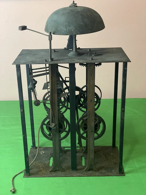 Antique-Crown Wheel-French-Morbier-Clock Movement Large Bell Movement Works Antique-Crown Wheel-French-Morbier-Clock Movement Large Bell Movement Works