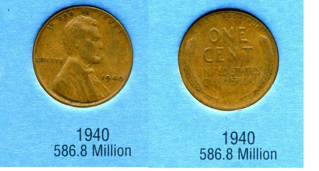 Lincoln Head Wheat Cent 1940 P Average Circulated United States Penny Coin #1059